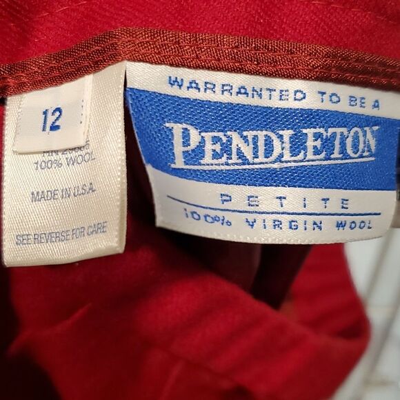 Pendelton Vintage red petite midi skirt in wool - Picture 6 of 7
